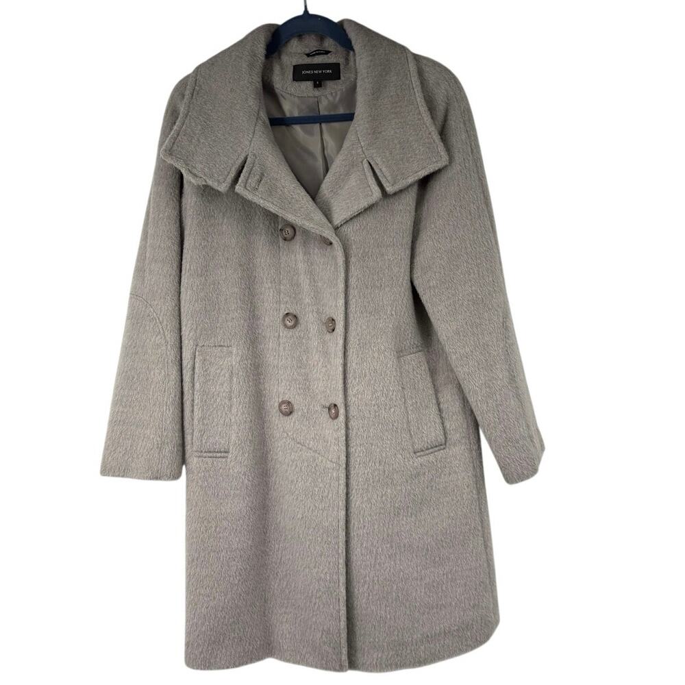 Jones New York Gray Wool Alpacq Blend Double Breasted Coat Womens 4